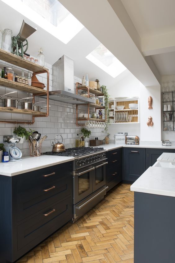 Real home: an open plan kitchen extension with industrial touches .