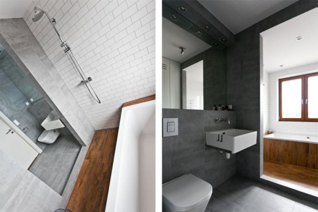 Interior ~ Contemporary Bathroom Design With Grey Concrete Wall .