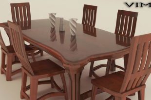 3D model Stylish Wooden Dining table set | CGTrad