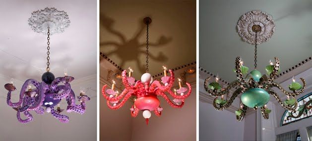 Octopus chandeliers!?? I'll take four. | Unique chandeliers .