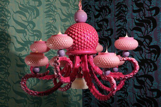 Adam Wallacavage Pink Octopus Chandelier | Beautiful living rooms .