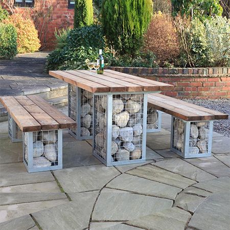 HOME DZINE Garden | Gabion-style outdoor table set | Outdoor table .