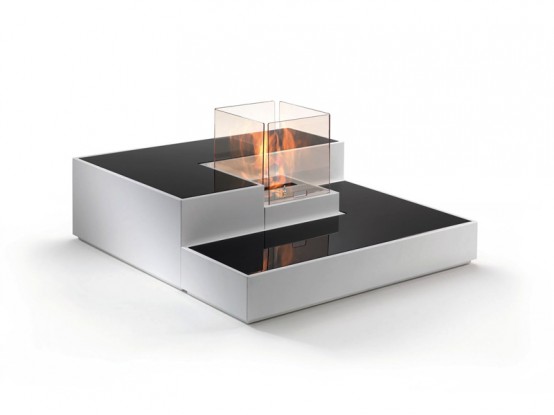 Tetris-Inspired Modern Bio Fireplace - DigsDi