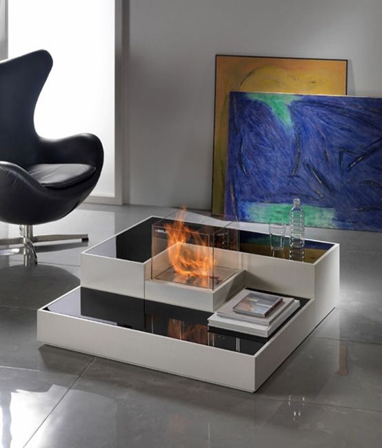 Tetris-Inspired Modern Bio Fireplace | Living room design modern .