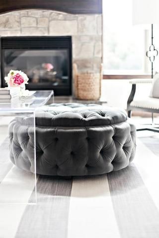 Fall Decor Trends | Tufted ottoman coffee table, Round ottoman .