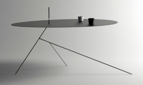 The Thinnest Minimalist Black Table Ever - DigsDi