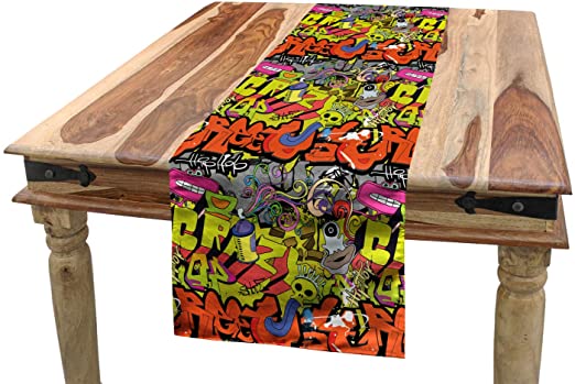 Amazon.com: Ambesonne Graffiti Table Runner, Contemporary Style .