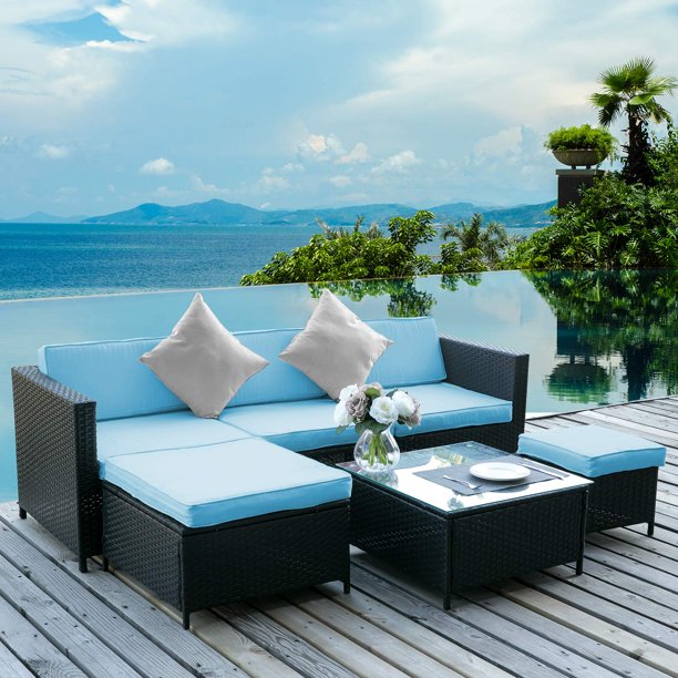 Clearance! 6PCS Outdoor Patio Furniture, All-Weather Wicker Patio .