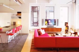 Tribeca Lofts - Playing With Pink Color in Apartment Interior .
