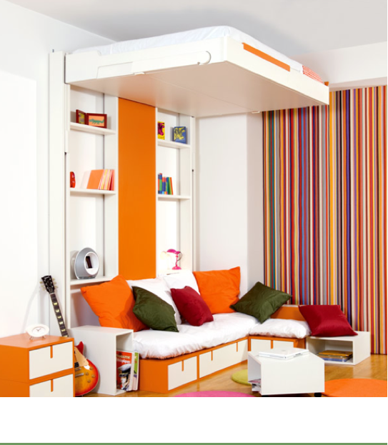 Hidden Wall Bed With Striped Wall Paint And Wooden Floor ~ http .