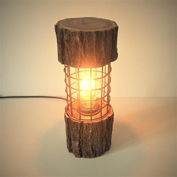 rustic lamp, cage lamp, log lamp, log light, rustic gift, rustic .