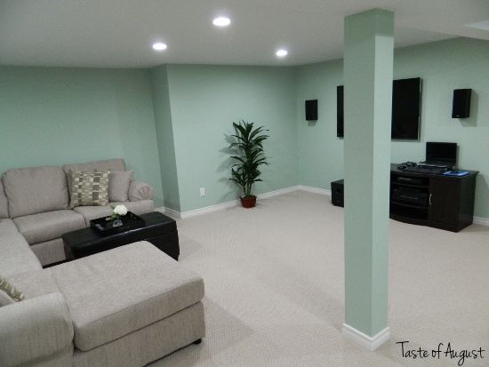 Dark Basement Turned Bright Family Room | Basement wall colors .