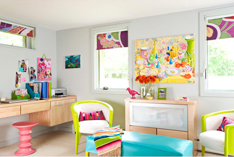 Very Bright and Colorful Basement Bedroom Design - DigsDi