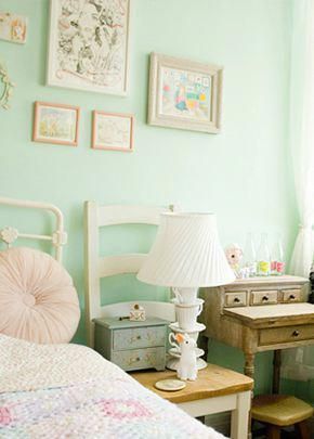 This pastel bedroom color scheme combines beautiful accents of .