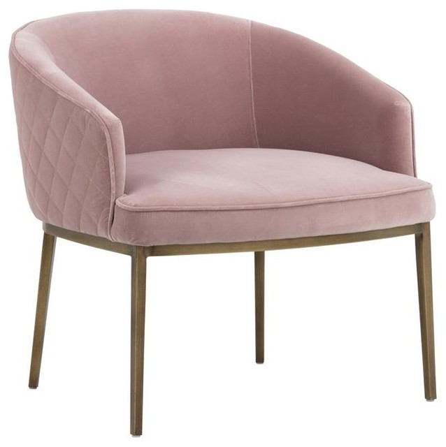 Loman chair - antique brass - blush pink fabric - Contemporary .