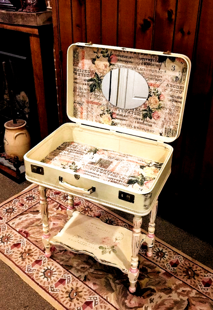just in case a suitcase vanity in 2020 | Shabby chic kitchen decor .