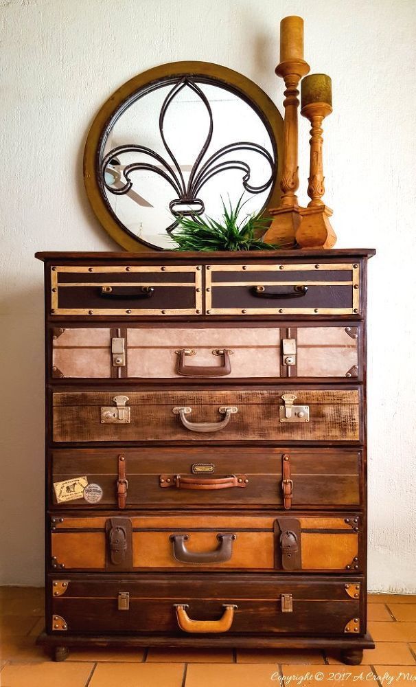How to Decorate A Boring Dresser into an Epic Suitcase Makeover .