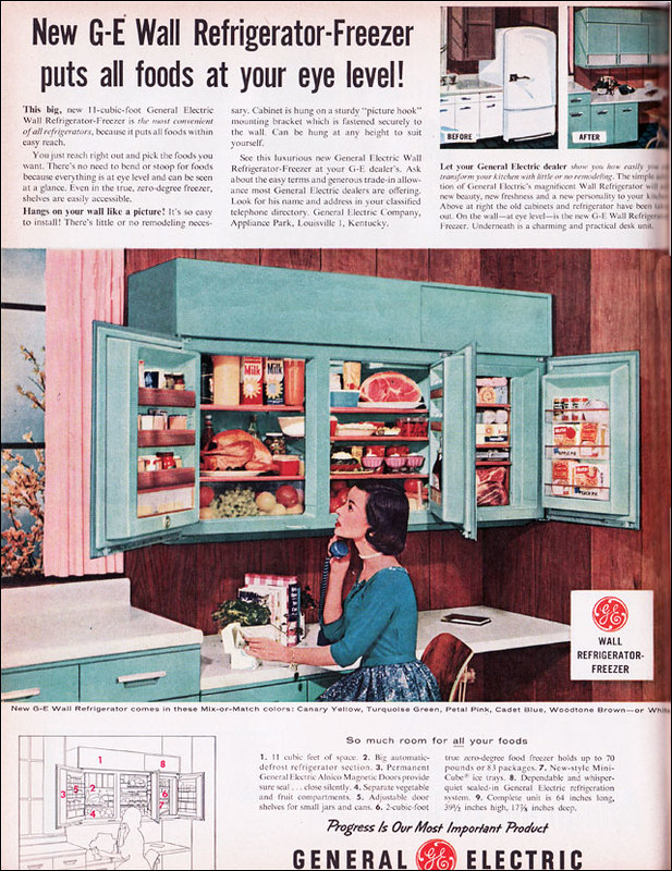 1956 GE Wall Refrigerator | Source: Better Homes & Gardens | Flic