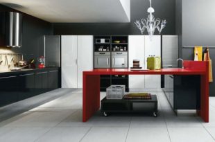 White, Black and Red Kitchen Design - Gio by Cesar - DigsDi