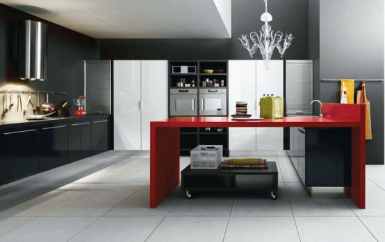 White Black And Red Kitchen Design Gio by Cesar