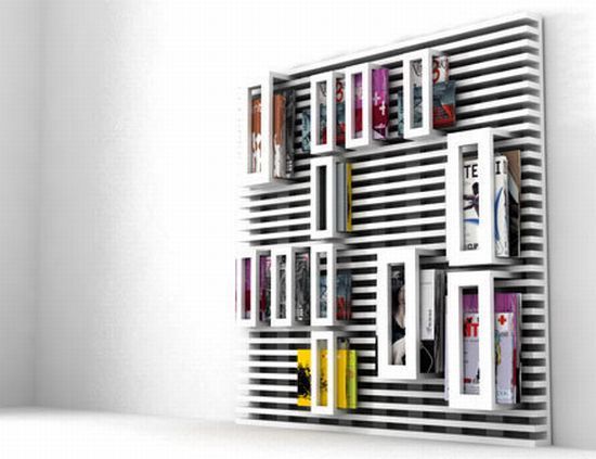 A modular magazine/book holder. | Minimalist bookshelves, Creative .